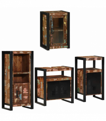 vidaXL Bathroom Furniture Set 4 pcs Multicolour Solid Reclaimed Wood