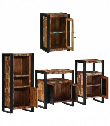 vidaXL Bathroom Furniture Set 4 pcs Multicolour Solid Reclaimed Wood