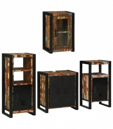 vidaXL Bathroom Furniture Set 4 pcs Multicolour Solid Reclaimed Wood