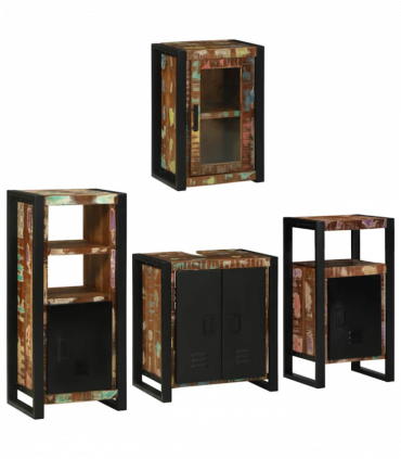 vidaXL Bathroom Furniture Set 4 pcs Multicolour Solid Reclaimed Wood