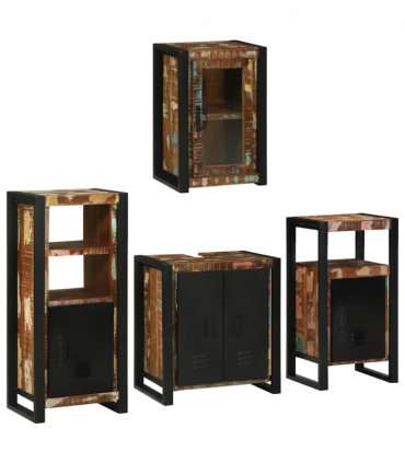vidaXL Bathroom Furniture Set 4 pcs Multicolour Solid Reclaimed Wood