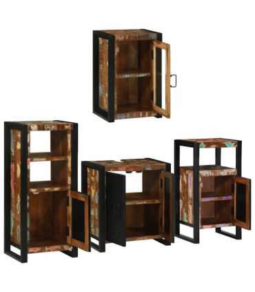 vidaXL Bathroom Furniture Set 4 pcs Multicolour Solid Reclaimed Wood