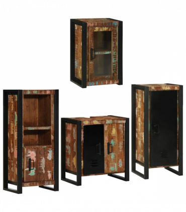 vidaXL Bathroom Furniture Set 4 pcs Multicolour Solid Reclaimed Wood