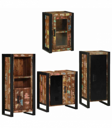 vidaXL Bathroom Furniture Set 4 pcs Multicolour Solid Reclaimed Wood