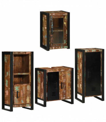 vidaXL Bathroom Furniture Set 4 pcs Multicolour Solid Reclaimed Wood