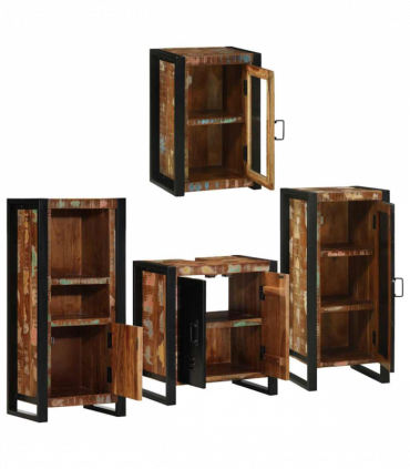 vidaXL Bathroom Furniture Set 4 pcs Multicolour Solid Reclaimed Wood