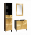 vidaXL Bathroom Furniture Sets 3 pcs Black and Gold 38 x 33 x 160 cm