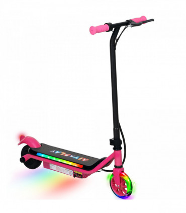 AIYAPLAY Electric Scooter for 6-14 with Dual Brakes & Colourful Light, Pink