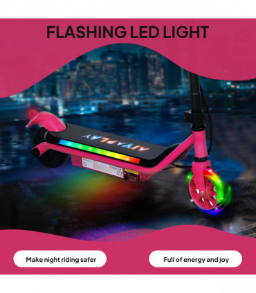 AIYAPLAY Electric Scooter for 6-14 with Dual Brakes & Colourful Light, Pink