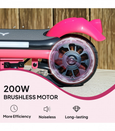 AIYAPLAY Electric Scooter for 6-14 with Dual Brakes & Colourful Light, Pink