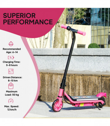 AIYAPLAY Electric Scooter for 6-14 with Dual Brakes & Colourful Light, Pink
