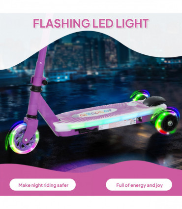 AIYAPLAY Electric Scooter for Kids 4-7, with Auxiliary Rear Wheels, Purple