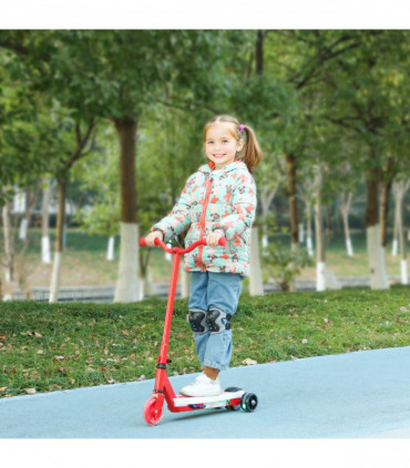 AIYAPLAY Electric Scooter for Kids 4-7, with Auxiliary Rear Wheels, Red