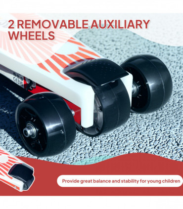 AIYAPLAY Electric Scooter for Kids 4-7, with Auxiliary Rear Wheels, Red