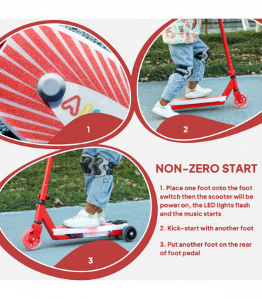 AIYAPLAY Electric Scooter for Kids 4-7, with Auxiliary Rear Wheels, Red