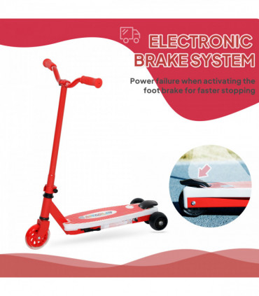 AIYAPLAY Electric Scooter for Kids 4-7, with Auxiliary Rear Wheels, Red