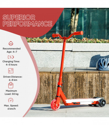 AIYAPLAY Electric Scooter for Kids 4-7, with Auxiliary Rear Wheels, Red