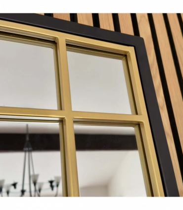Aimi - Black & Gold Metal Rectangle Window Mirror - 95cm x 120cm