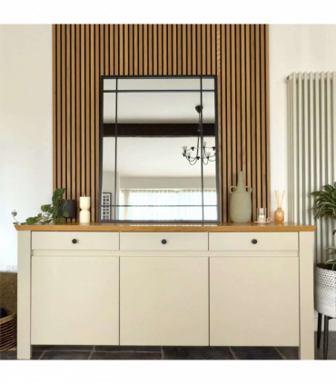 Aimi - Black Metal Rectangle Window Mirror - 95cm x 120cm.