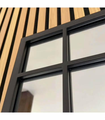 Aimi - Black Metal Rectangle Window Mirror - 95cm x 120cm.