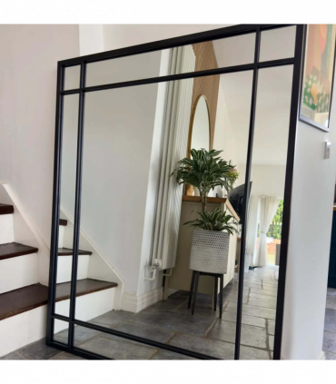 Aimi - Black Metal Rectangle Window Mirror - 95cm x 120cm.