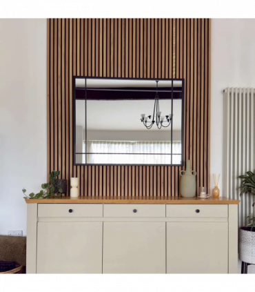 Aimi - Black Metal Rectangle Window Mirror - 95cm x 120cm.