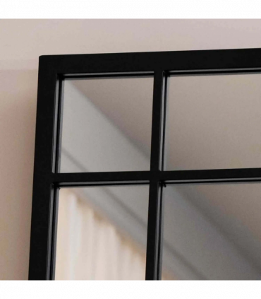Aimi - Full Length Black Metal Rectangle Window Mirror - 180cm x 105cm.