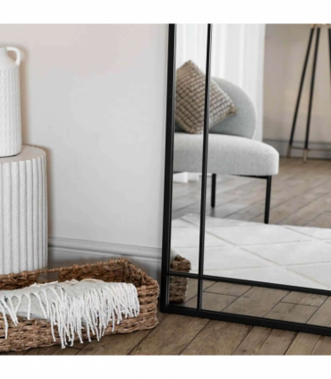 Aimi - Full Length Black Metal Rectangle Window Mirror - 180cm x 90cm