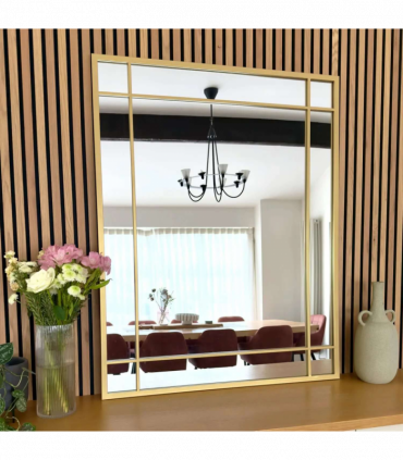 Aimi - Gold Metal Rectangle Window Mirror - 95cm x 120cm.