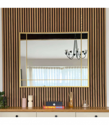 Aimi - Gold Metal Rectangle Window Mirror - 95cm x 120cm.