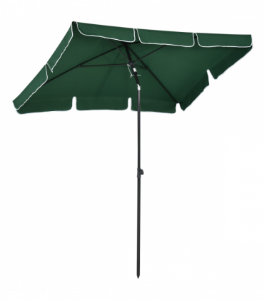 Aluminium Sun Parasol Garden Tilting Umbrellas Patio Rectangular, 2x1.25m, Green