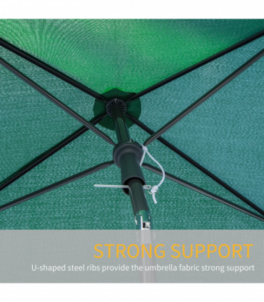 Aluminium Sun Parasol Garden Tilting Umbrellas Patio Rectangular, 2x1.25m, Green