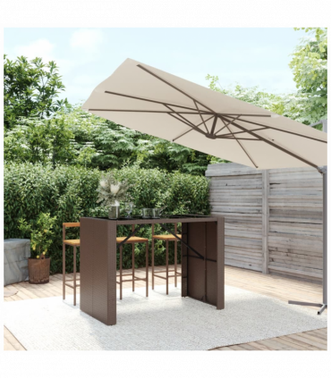 Brown Poly Rattan Bar Table