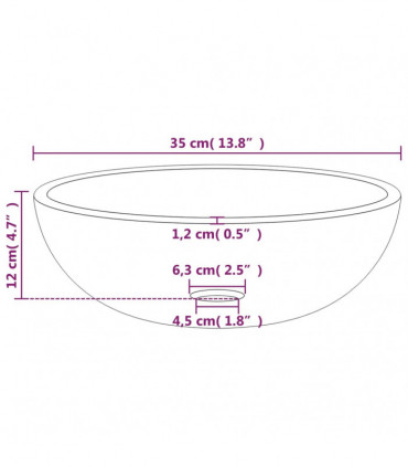 Basin Tempered Glass 35x12 cm Gold