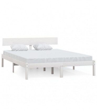 Bed Frame White Solid Wood Pine 120x200 cm Small Double