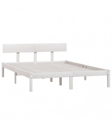 Bed Frame White Solid Wood Pine 120x200 cm Small Double
