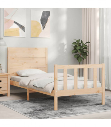 Bed Frame with Headboard 3FT Single Solid Wood