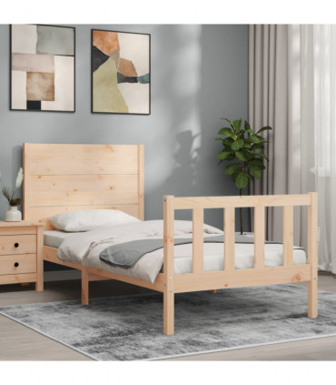 Bed Frame with Headboard 3FT Single Solid Wood
