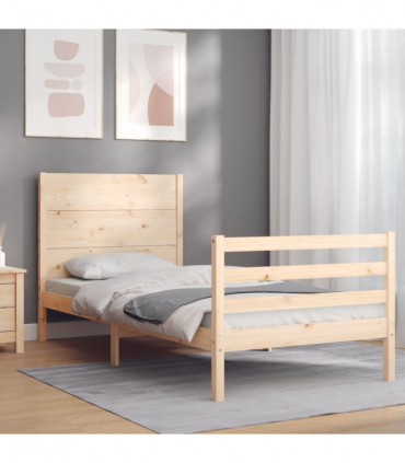 Bed Frame with Headboard 3FT Single Solid Wood