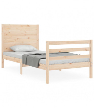 Bed Frame with Headboard 90x200 cm Solid Wood