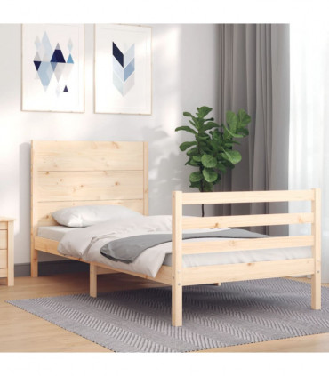 Bed Frame with Headboard 90x200 cm Solid Wood
