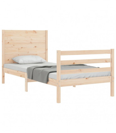 Bed Frame with Headboard 90x200 cm Solid Wood