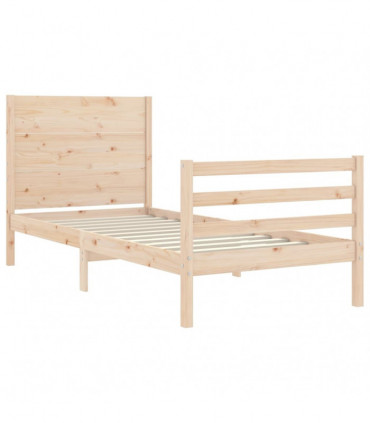 Bed Frame with Headboard 90x200 cm Solid Wood