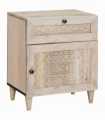 vidaXL Bedside Table with Door Beige 50 x 33 x 60 cm Solid mango wood