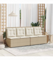 vidaXL Garden Bench with Cushion Beige Poly rattan
