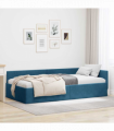 vidaXL Corner Bed Frame Blue 100 x 200 cm Velvet and Engineered wood