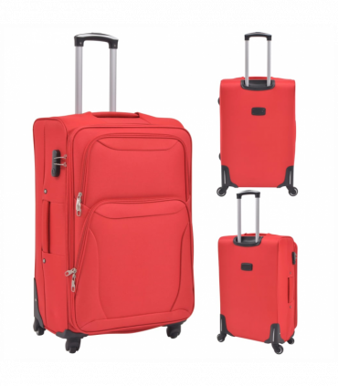 vidaXL 3 Piece Soft Case Trolley Set Red