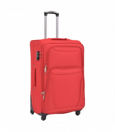 vidaXL 3 Piece Soft Case Trolley Set Red