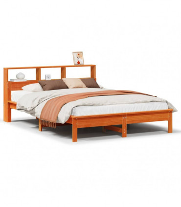 vidaXL Bookcase Bed without Mattress Wax Brown 120x200 cm Solid Wood Pine