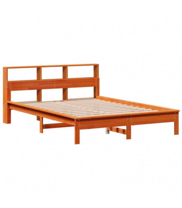 vidaXL Bookcase Bed without Mattress Wax Brown 120x200 cm Solid Wood Pine